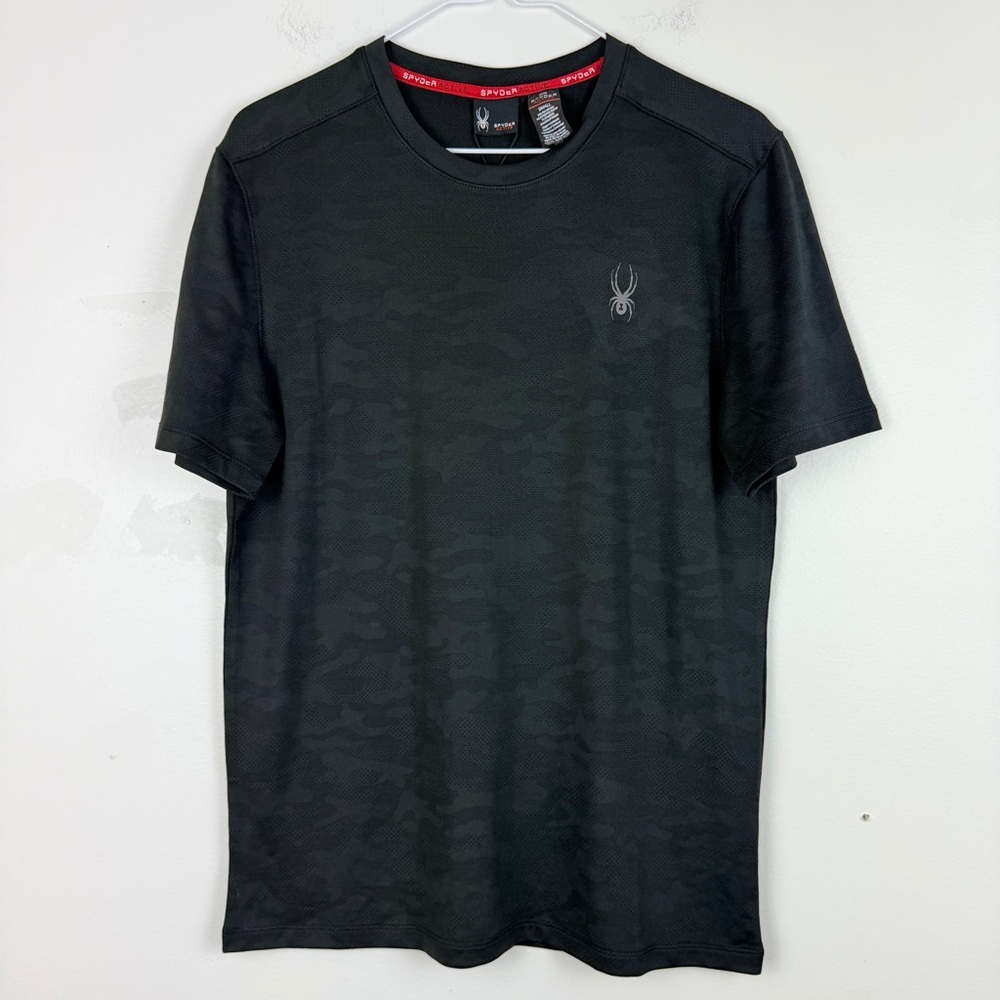 NWT Spyder Active Black Camo Performance T-Shirt Moisture-Wicking Athletic Tee